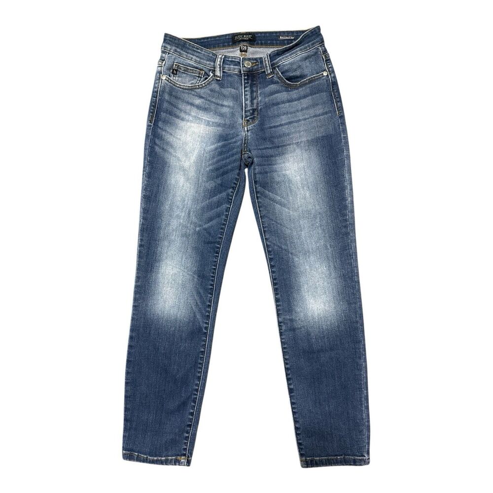 Judy Blue Jeans 7/28 Abbey Relaxed Fit Straight Leg Mid Rise Stretch